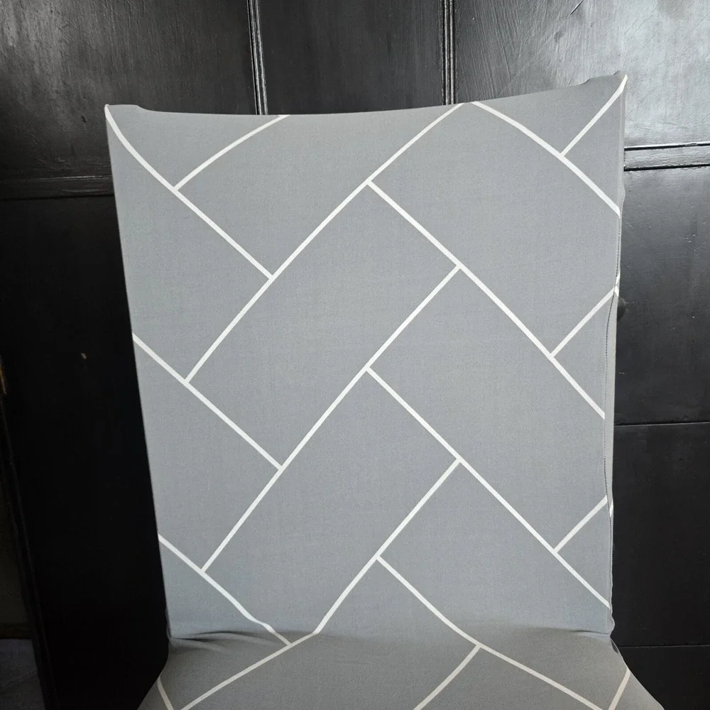 Chair Covers Set of 6 Gray‎ Diamond Stretch Soft for Dining Room Chairs Fitted